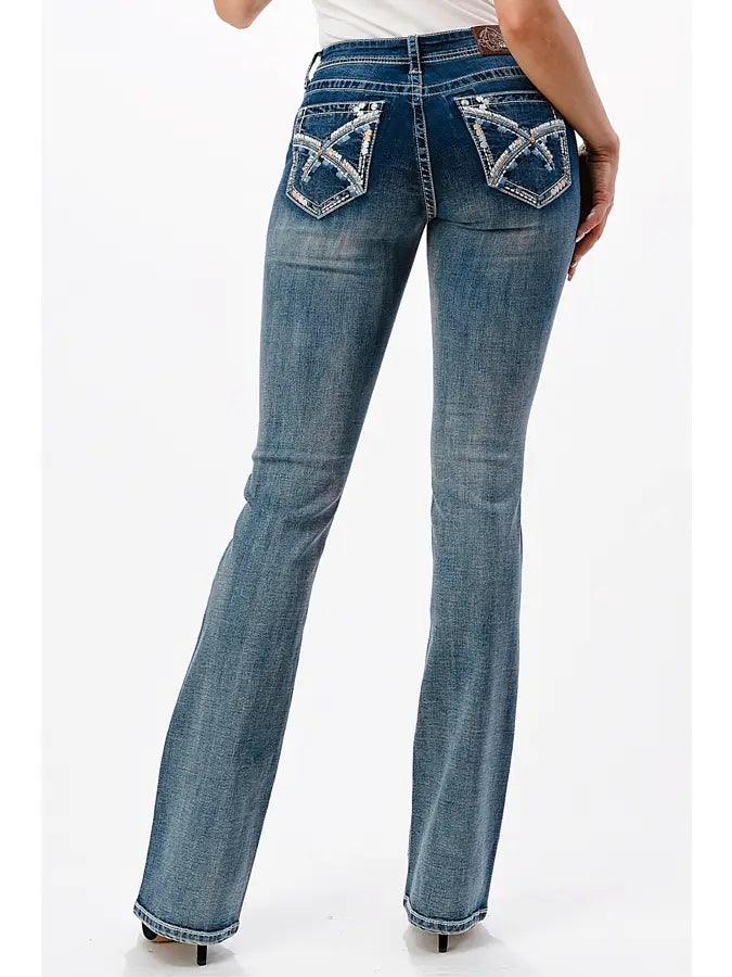 Grace in LA Western Heavy Stitch Easy Bootcut Jeans 32 - Inexorebel
