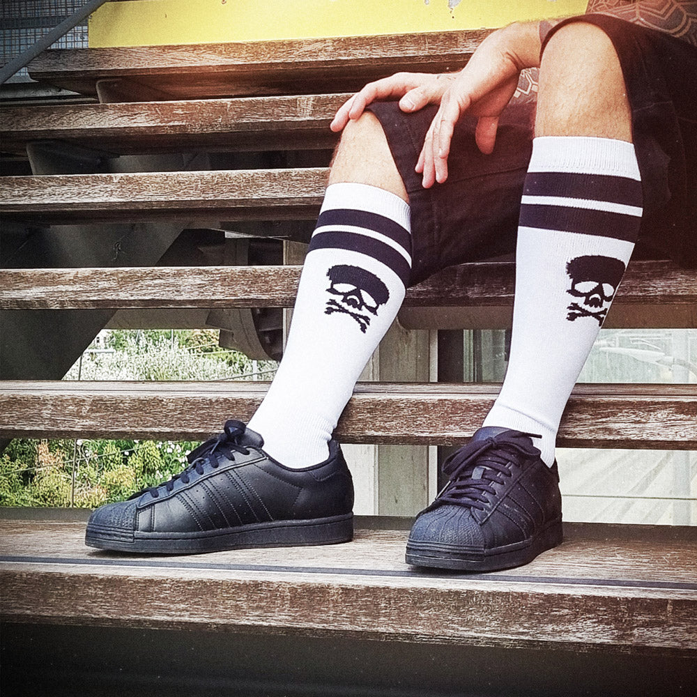Hyraw Skull Knee White Socks