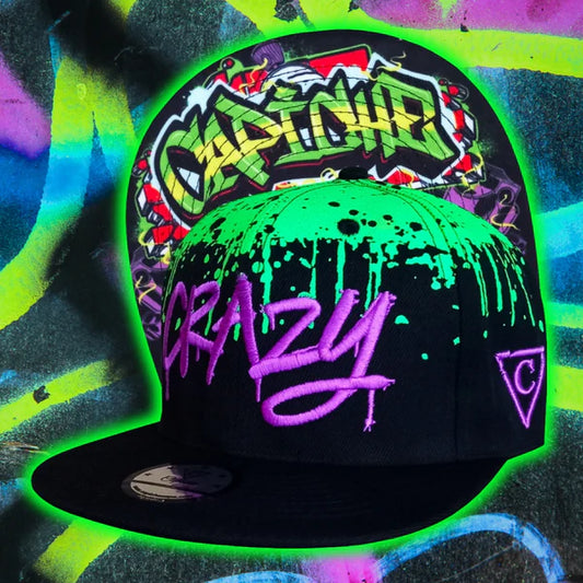 Capiche Freestyler Snapback - Black/Green Graffiti Spray