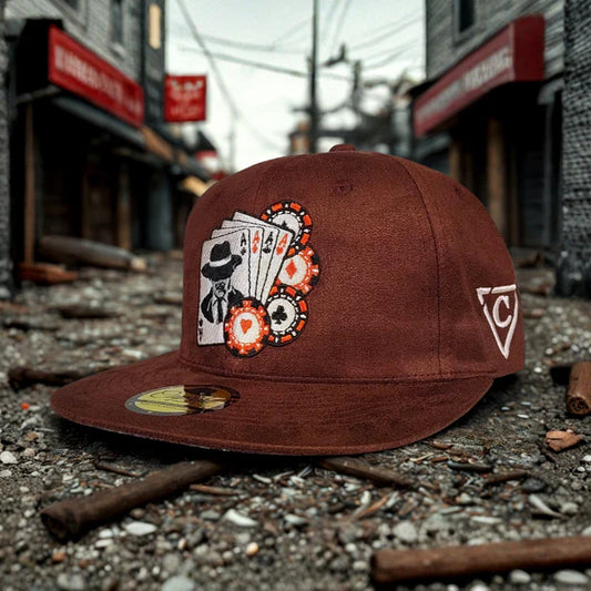Capiche Mafia Poker Snapback – Bordeaux Wildleder