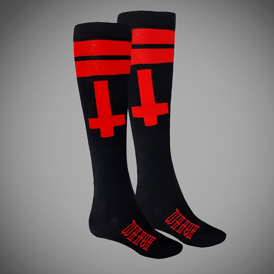 Hyraw Cross Knee Red Socks