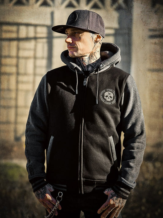HYRAW Grey Skull Zip Hoodie