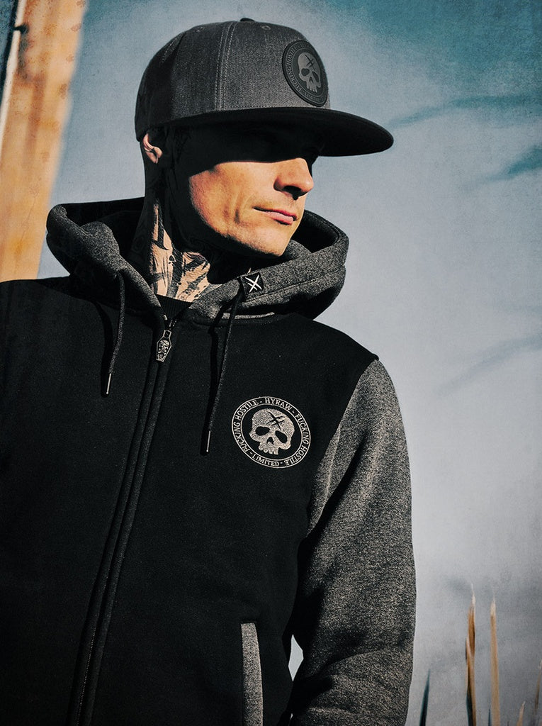 HYRAW Grey Skull Zip Hoodie