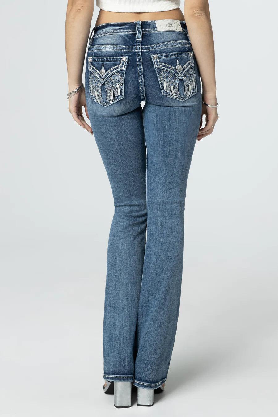 Miss Me Bootcut Jeans Silver Angel Wings - Inexorebel