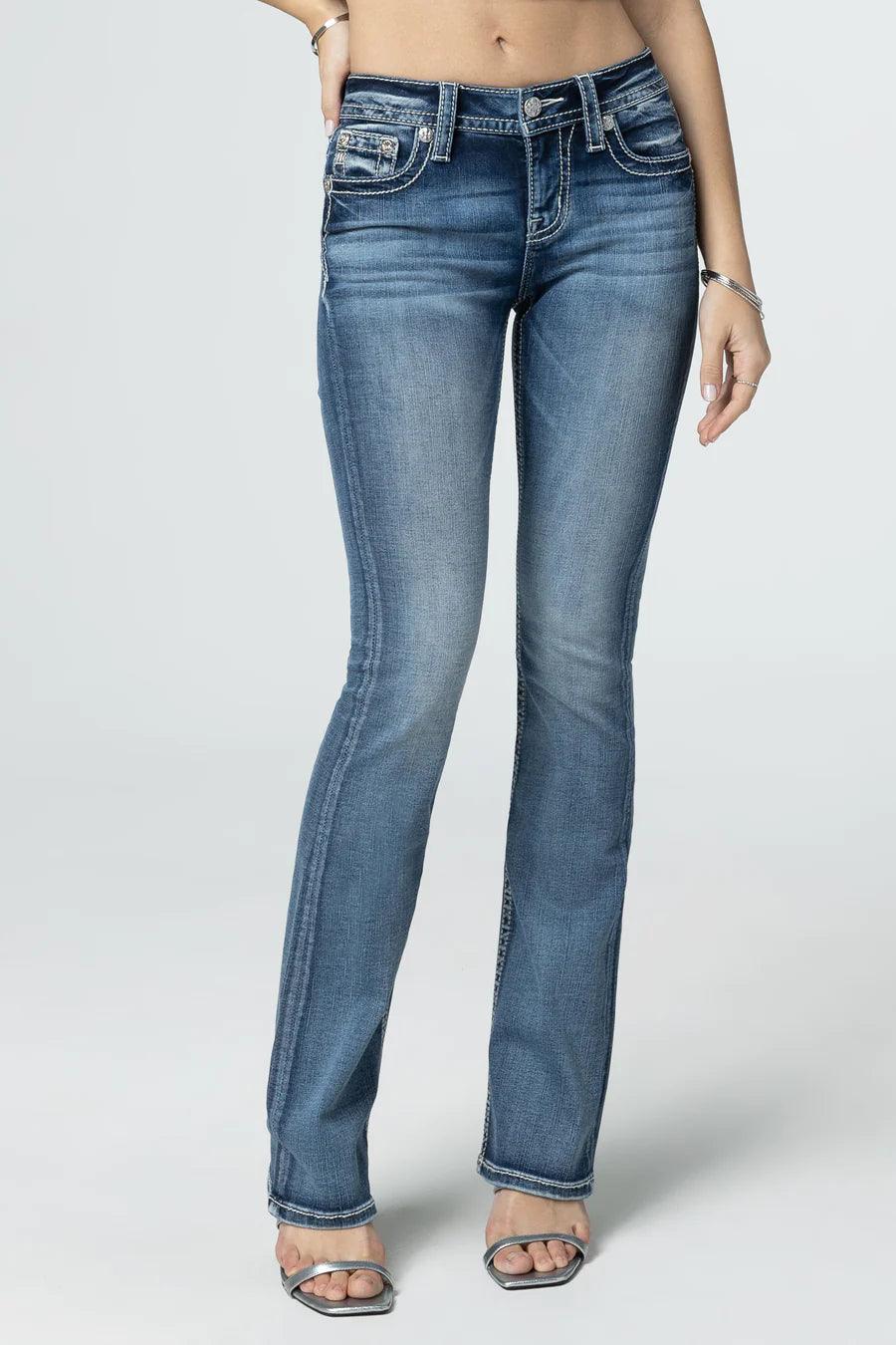 Miss Me Bootcut Jeans Silver Angel Wings