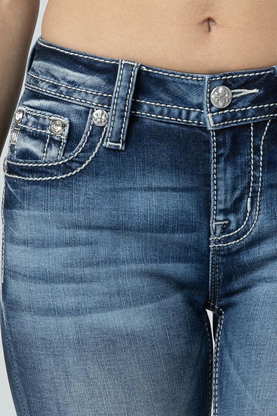 Miss Me Bootcut Jeans Silver Angel Wings