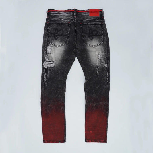 Frost Shredded Jeans Black Red - Inexorebel