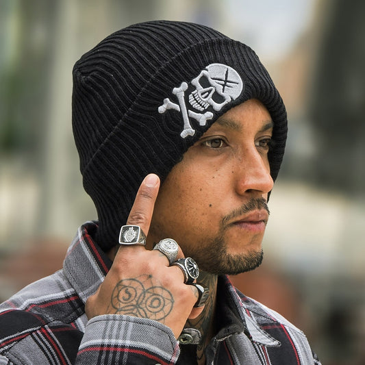 HYRAW Black Skull Beanie