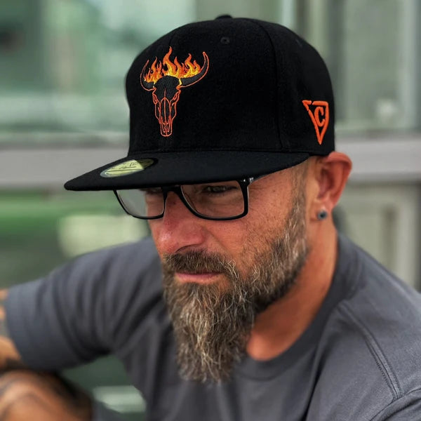 Capiche Fire Bull Snapback - Black Soft Felt Fabric