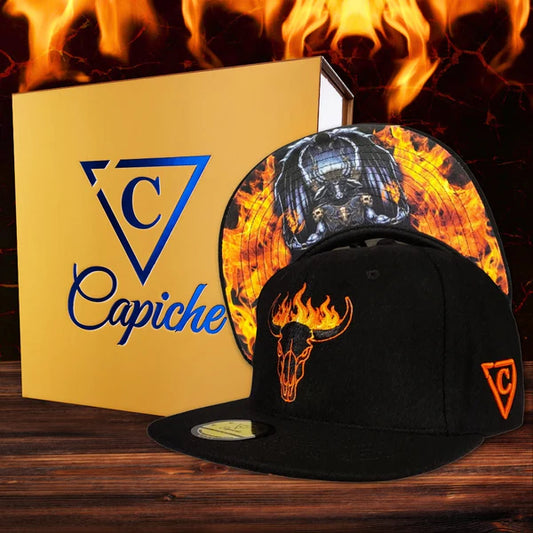 Capiche Fire Bull Snapback - Black Soft Felt Fabric