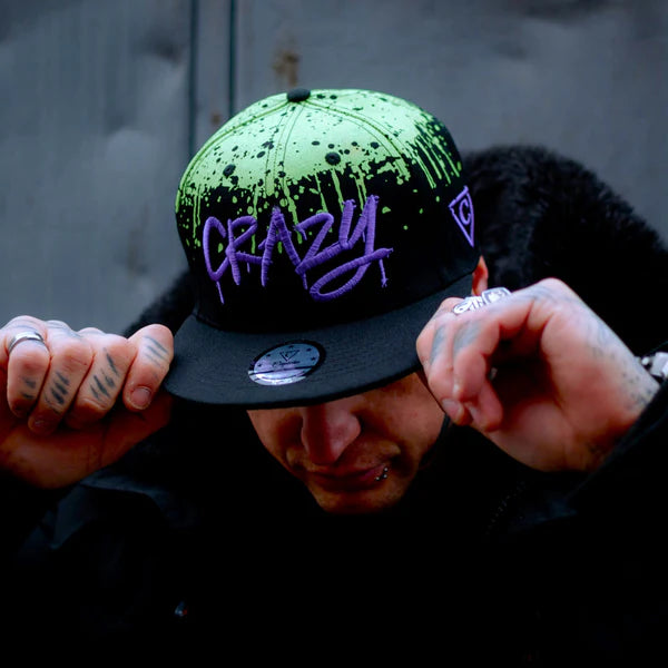 Capiche Freestyler Snapback - Black/Green Graffiti Spray