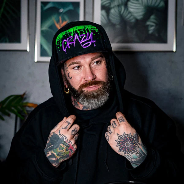 Capiche Freestyler Snapback - Black/Green Graffiti Spray