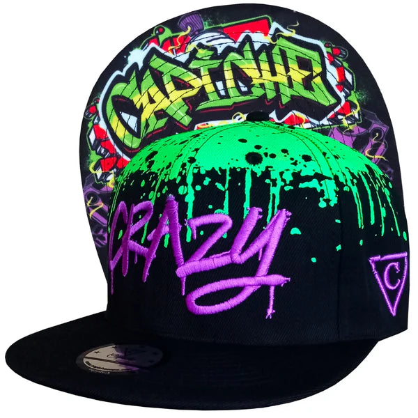 Capiche Freestyler Snapback - Black/Green Graffiti Spray