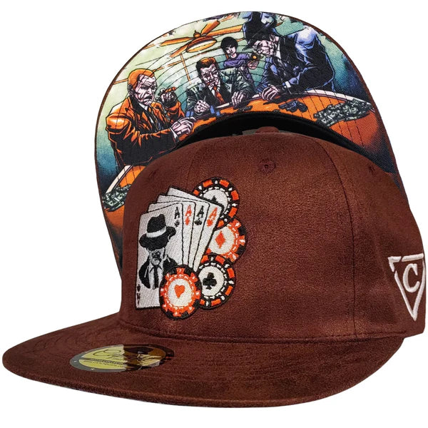 Capiche Mafia Poker Snapback – Bordeaux Wildleder