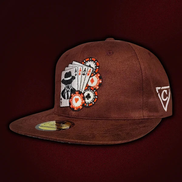 Capiche Mafia Poker Snapback – Bordeaux Wildleder