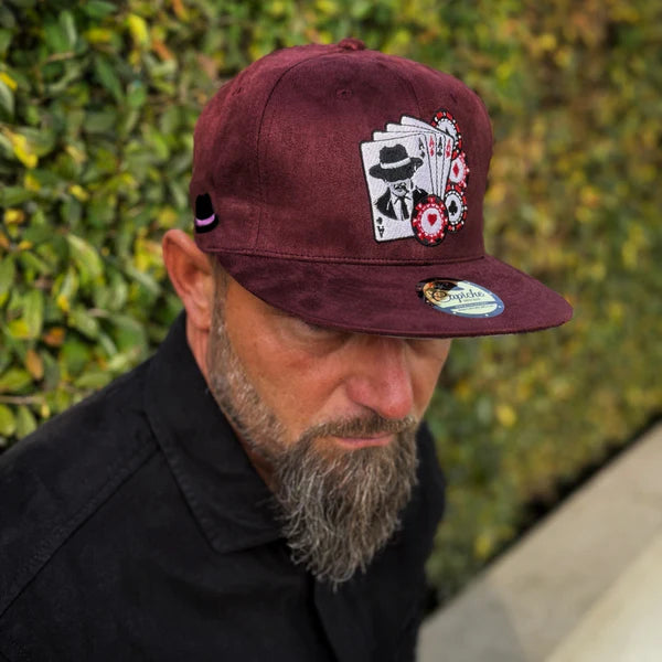 Capiche Mafia Poker Snapback – Bordeaux Wildleder