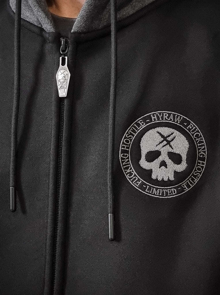 HYRAW Grey Skull Zip Hoodie
