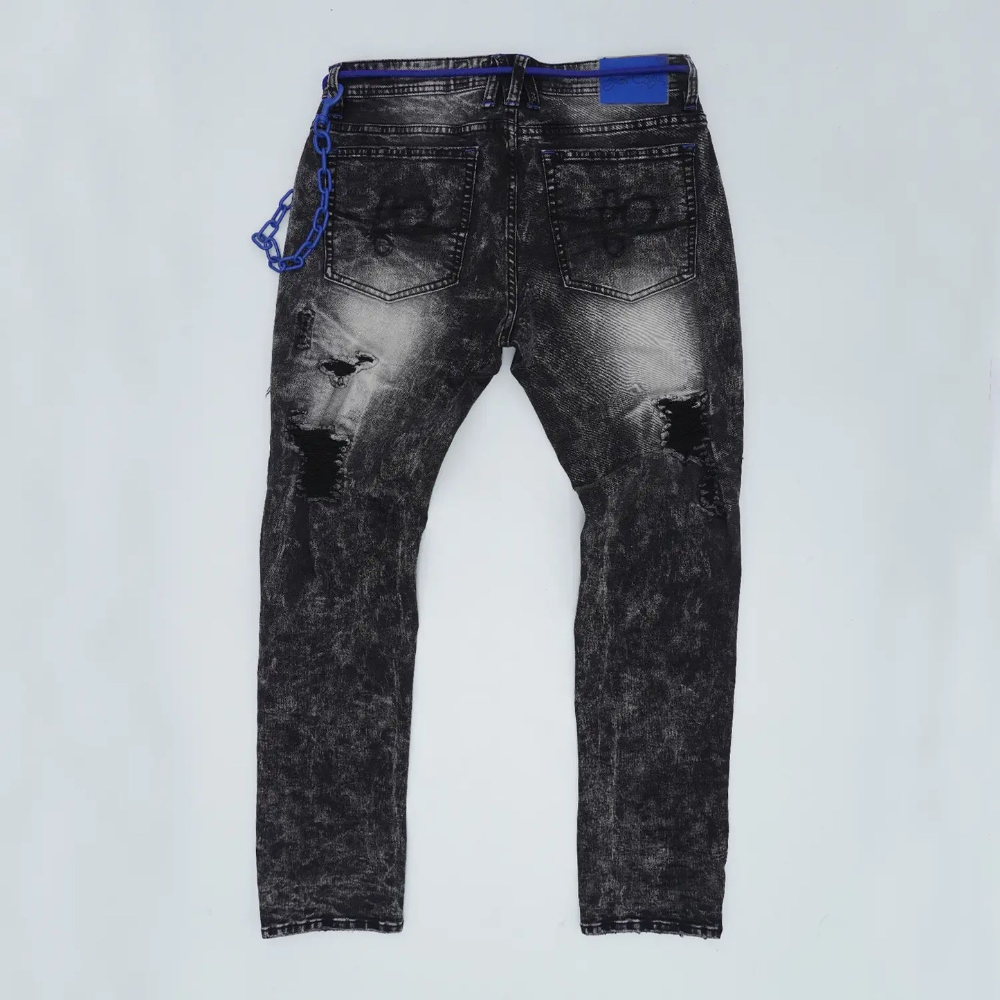 Frost Shredded Jeans - Black Wash / Blue