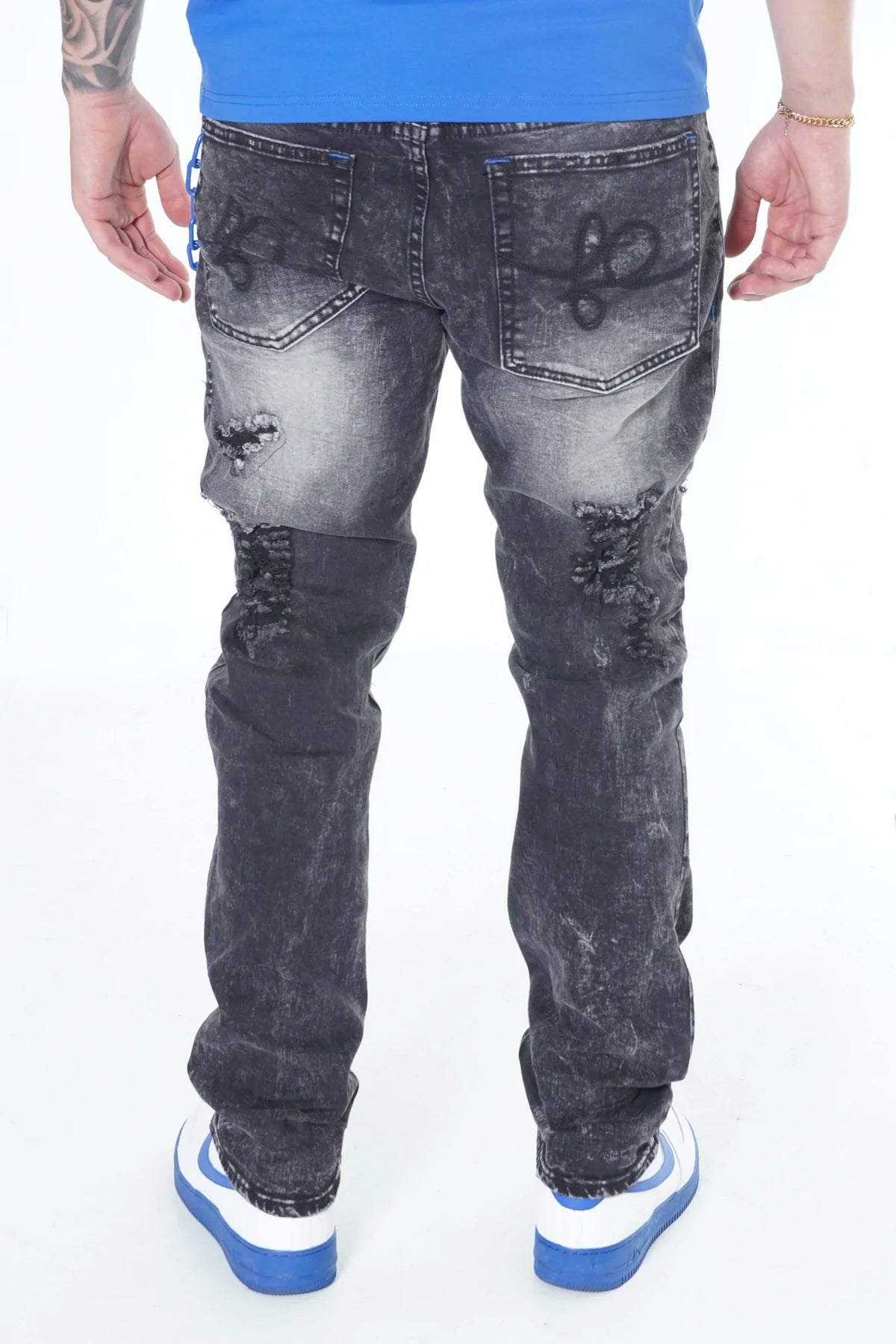 Frost Shredded Jeans - Black Wash / Blue